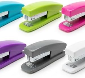 BAZIC Products Desktop Stapler Standard (26/6), 20 Sheets Bright Color Desktop Staplers for Home Office School, 6-Pack