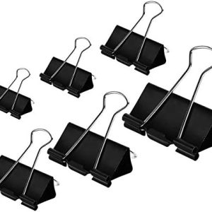 DSTELIN Binder Clips Paper Clamps Assorted Sizes 100 Count (Black), X Large, Large, Medium, Small, X Small and Micro, 6 Sizes in One Pack, Meet Your Different Using Needs.