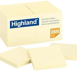 Highland Sticky Notes, 3 x 3 Inches, Yellow, Set of 24 (6549-24)