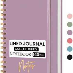Lined Spiral Journal Notebook, A5 College Ruled Notebook for Journaling, Note-Taking, and Daily Planning, Durable Hardcover with an Elegant Design, Purple