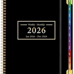 Planner -2026, Hardcover Weekly & Monthly Calendar Planner, January 2026 - December 2026, 8.5" x 11", Daily Agenda Book with Colorful Tabs, College Organizer Notebook, School & Work Supplies for Student Teacher Classroom