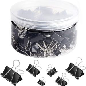 SANNIX 110 PCS Binder Clips Assorted Sizes, X Large, Large, Medium, Small, Mini and Micro, Binder Clips Paper Clamps for Office Home School
