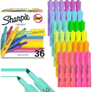 Sharpie Tank Highlighters, Chisel Tip, 12 Assorted Fashion Colors, Value Pack, 36 Count - For Studying, Note-Taking, School, College, Office, Student & Teacher Supplies