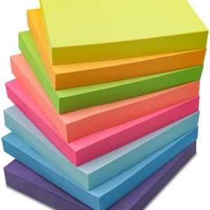 Sticky Notes 3x3, 8 Pack Sticky Pads 100 Sheet/Pad, Bulk Sticky Note Pads, Multicolor Self-Sticky Notes Pad - Teacher Classroom Must Haves, Back to School and Office Supplies Blank Desk Note Pads.