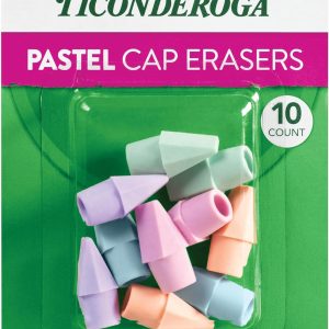 Ticonderoga Pencil Cap Erasers, Assorted Pastel Colors, 10 Count
