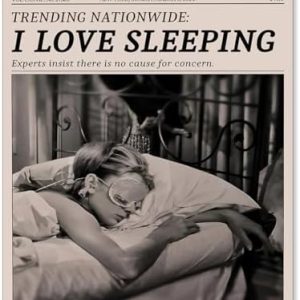 VERENIX Retro Black and White Feminist Wall Art Newspaper Aesthetic Canvas Posters Vintage Funky Girl Sleeping Prints for Girly Dorm Bedroom Wall Decor 12x16 inch Unframed